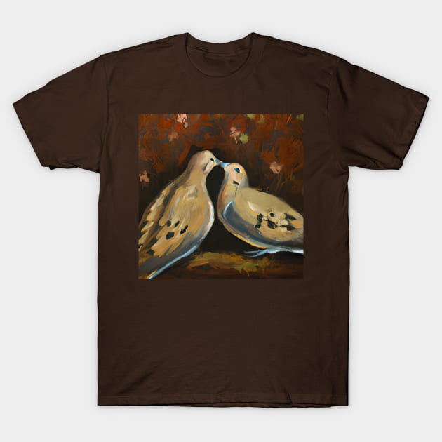 Kissing Mourning Doves Painting T-Shirt by KayBee Gift Shop